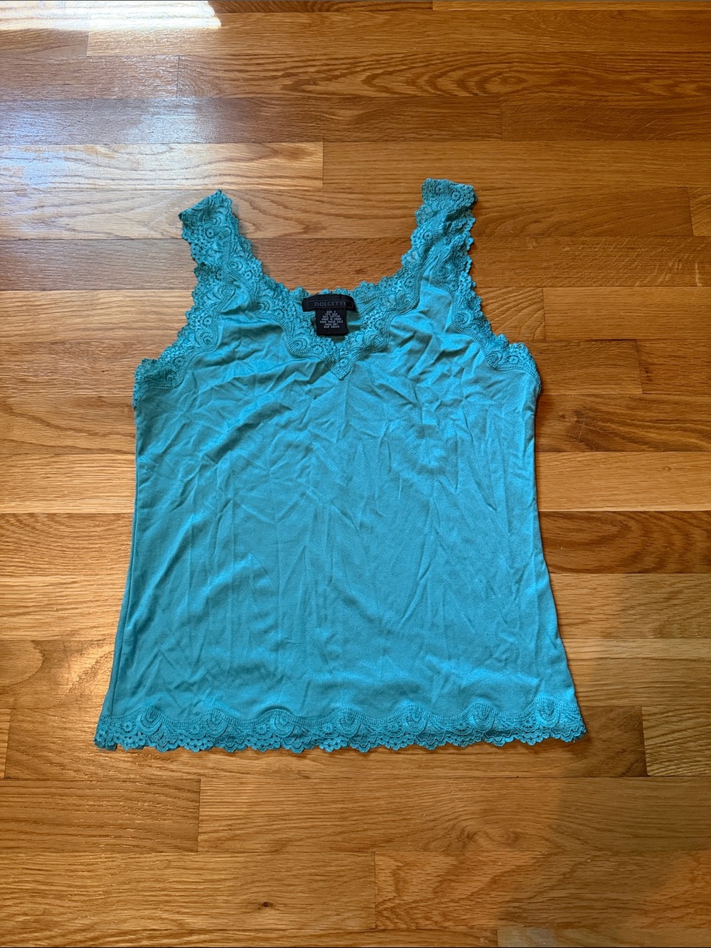Lace-Trim Camisole Tank Top - Aqua